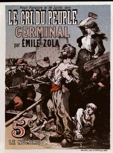 ملصق إعلان عن نشر "Germinal" للمخرج Emile Zola (1840-1902) في "Le Cri du Peuple"
